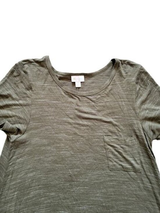 Lularoe Carly Heathered Green Short Sleeve Swing T-Shirt Dress Women Sz S - Picture 4 of 5